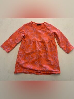 Babyface 12M Orange Dress with Pink Floral Print
